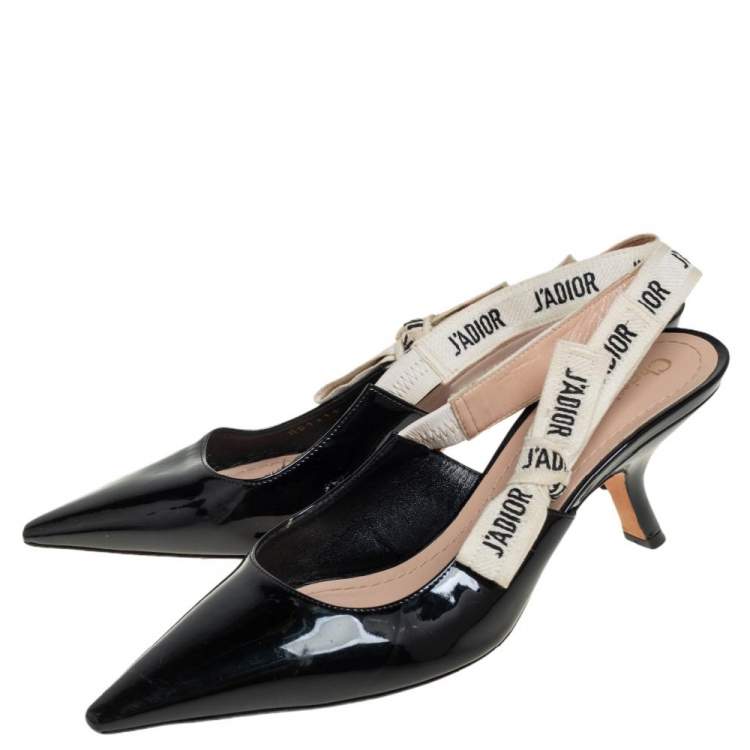 Pre Owned Dior Black Patent Leather J'Adior Slingback Sandals Size 40