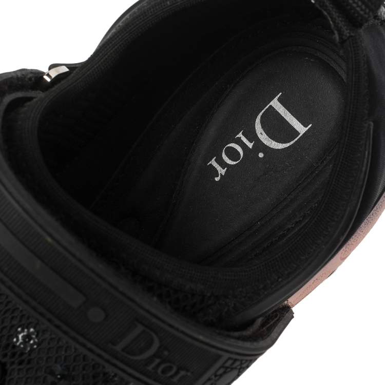 Pre Owned Dior Black Fabric And Mesh Fusion Embellished Low Top Sneakers Size 39