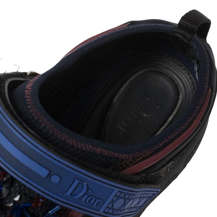 Pre Owned Dior Black Crystal And Sequins Embellished Neoprene Fusion Slip On Sneakers Size 40.5