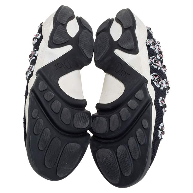 Pre Owned Dior Black Mesh Slip On Fusion Sneakers Size 38