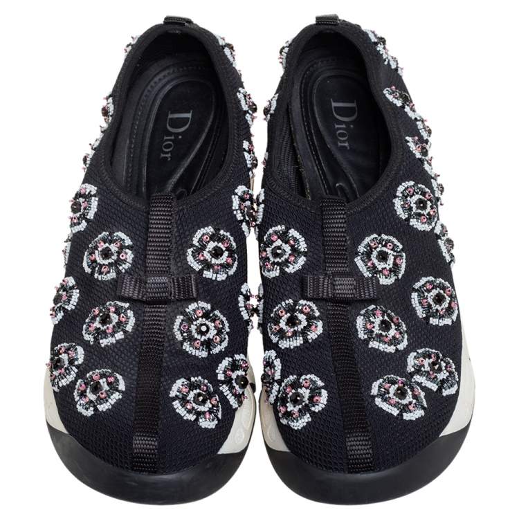 Pre Owned Dior Black Mesh Slip On Fusion Sneakers Size 38