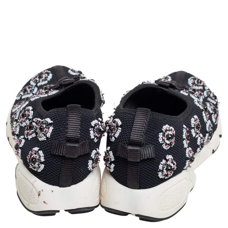 Pre Owned Dior Black Mesh Slip On Fusion Sneakers Size 38