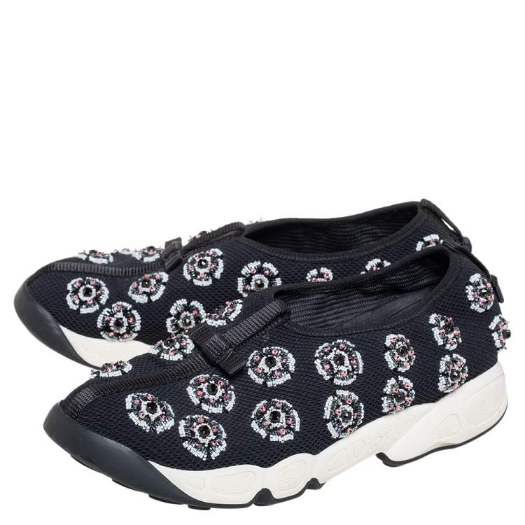 Pre Owned Dior Black Mesh Slip On Fusion Sneakers Size 38