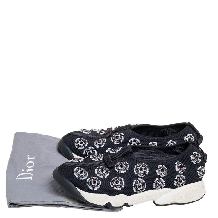 Pre Owned Dior Black Mesh Slip On Fusion Sneakers Size 38