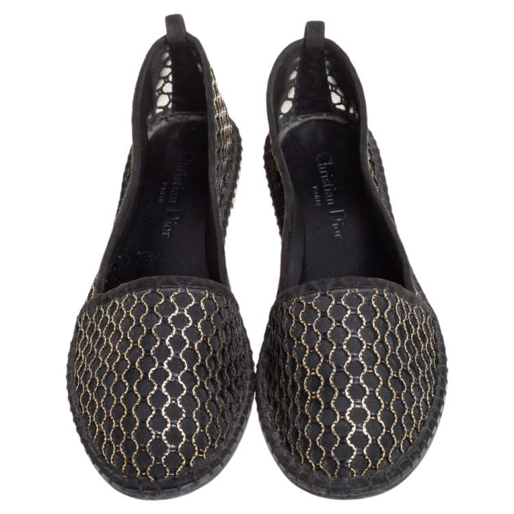 Pre Owned Dior Black Mesh And Suede Nicely D Espadrilles Size 39