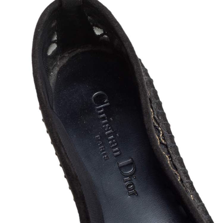 Pre Owned Dior Black Mesh And Suede Nicely D Espadrilles Size 39