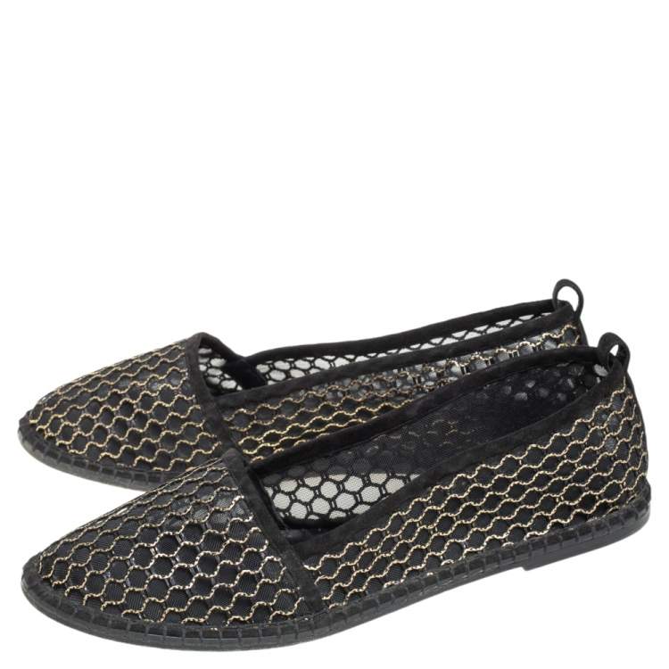 Pre Owned Dior Black Mesh And Suede Nicely D Espadrilles Size 39