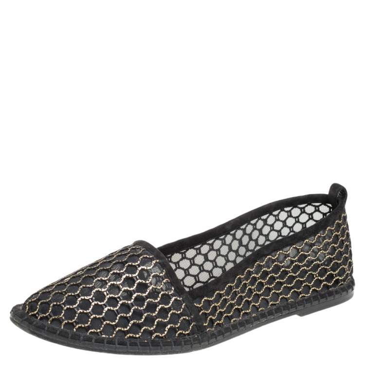 Pre Owned Dior Black Mesh And Suede Nicely D Espadrilles Size 39