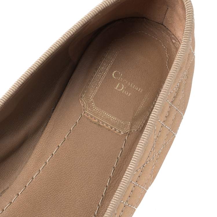 Pre Owned Dior Metallic Beige Cannage Fabric My Dior Ballet Flats Size 39