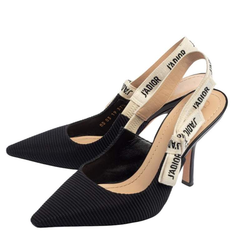 Pre Owned Dior Black Canvas J'adior Slingback Pumps Size 37.5