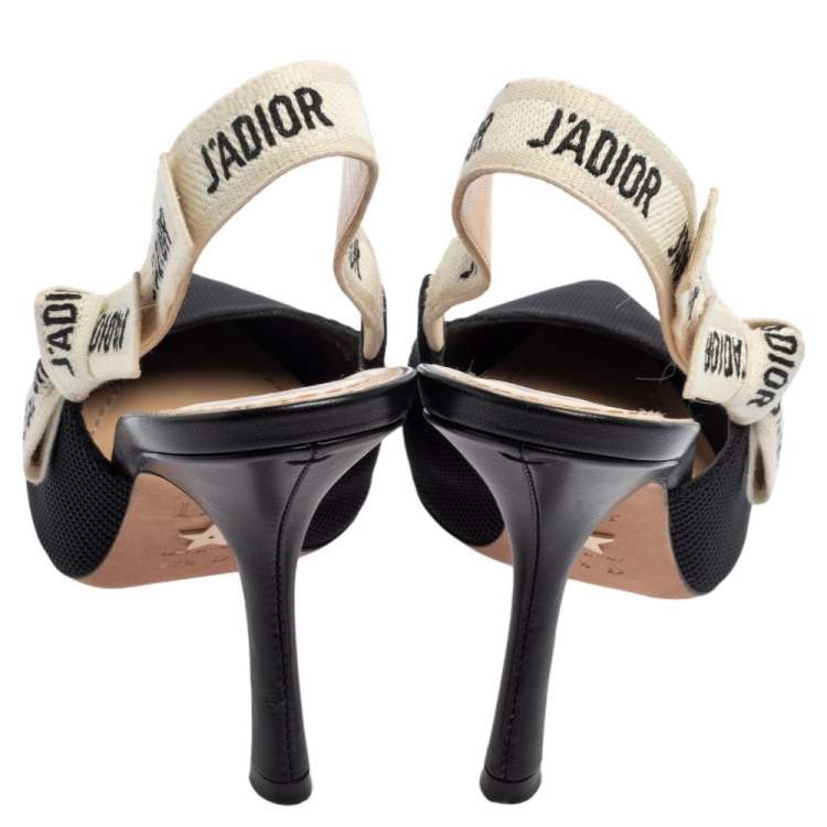 Pre Owned Dior Black Canvas J'adior Slingback Pumps Size 37.5