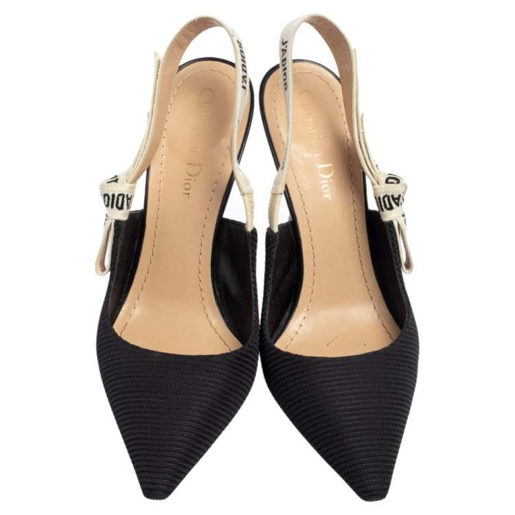 Pre Owned Dior Black Canvas J'adior Slingback Pumps Size 37.5