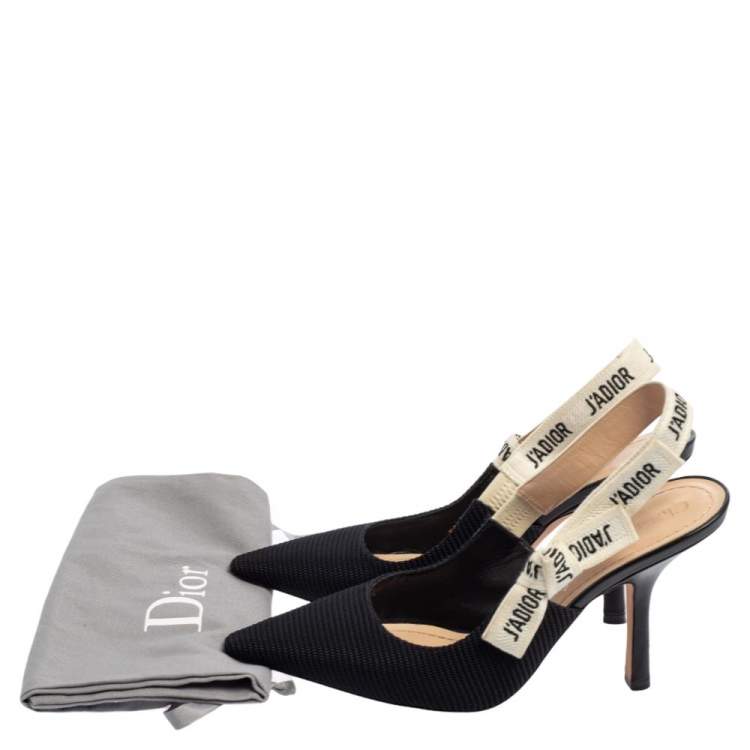 Pre Owned Dior Black Canvas J'adior Slingback Pumps Size 37.5