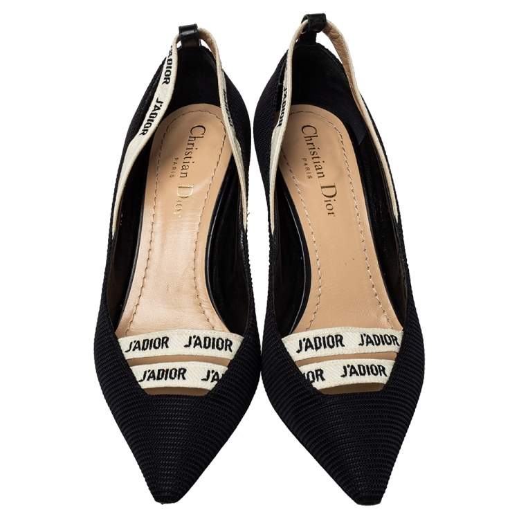 Pre Owned Dior Black/White Fabric J'Adior Pumps Size 38