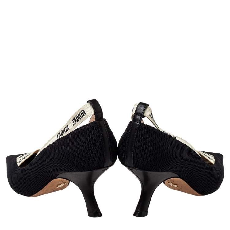 Pre Owned Dior Black/White Fabric J'Adior Pumps Size 38