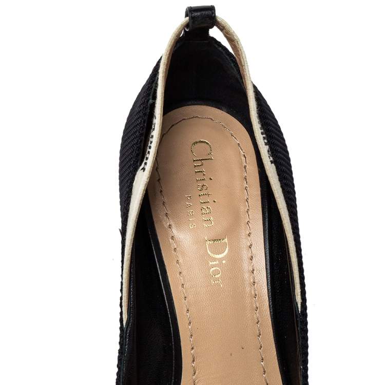 Pre Owned Dior Black/White Fabric J'Adior Pumps Size 38