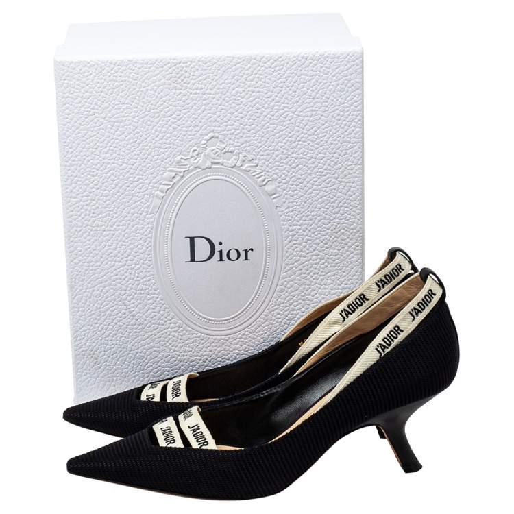 Pre Owned Dior Black/White Fabric J'Adior Pumps Size 38