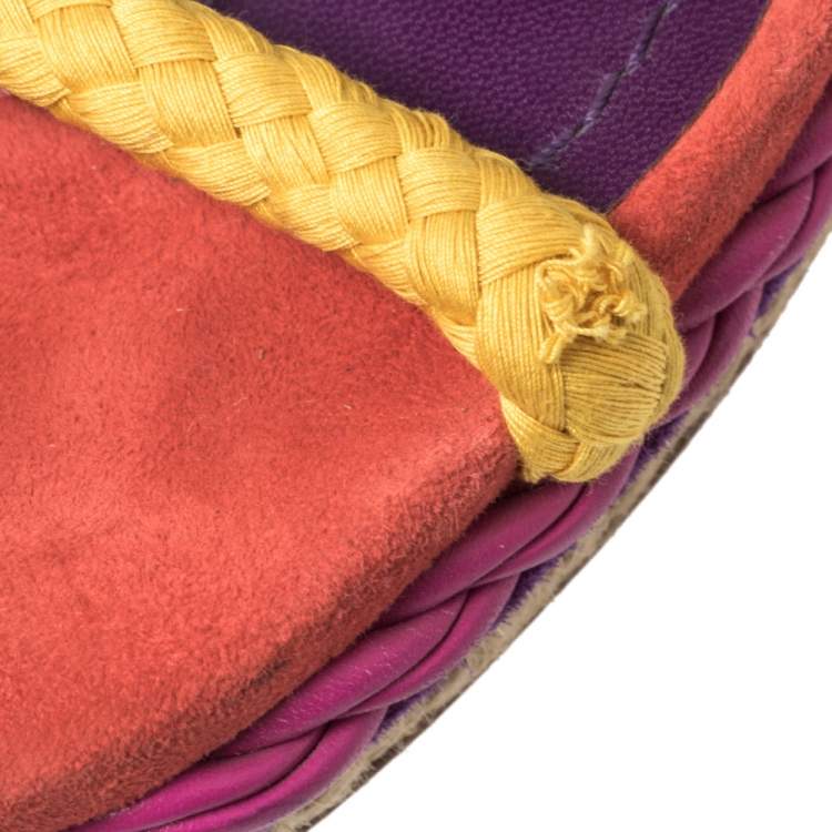 مملوكة مسبقًا Dior Multicolor Suede  Rope Platform Sandals Size 39