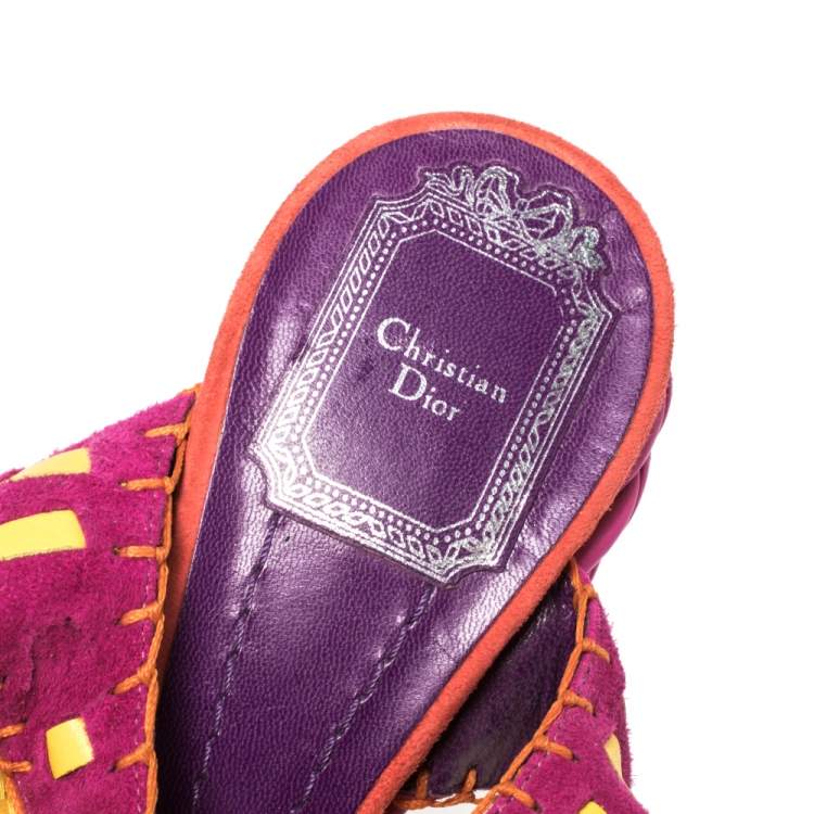 مملوكة مسبقًا Dior Multicolor Suede  Rope Platform Sandals Size 39