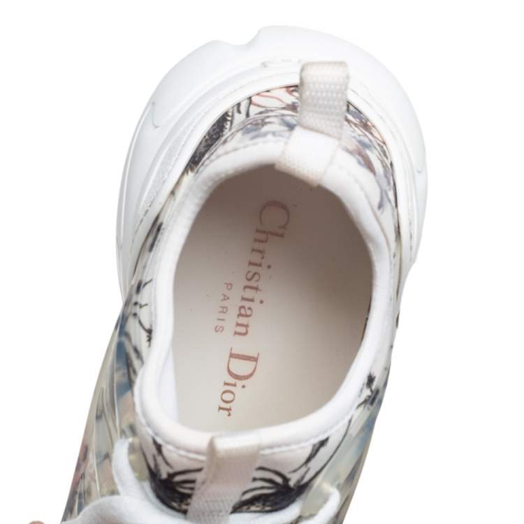 Pre Owned Dior Multicolor Printed Neoprene And White Leather D-Connect Kaleidoscopic Sneakers Size 36.5