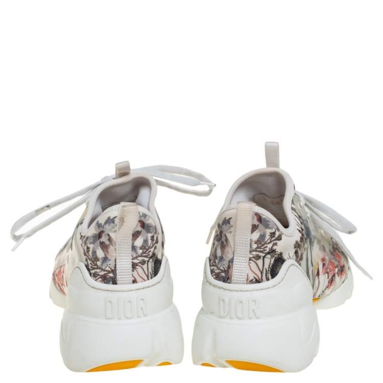 Pre Owned Dior Multicolor Printed Neoprene And White Leather D-Connect Kaleidoscopic Sneakers Size 36.5
