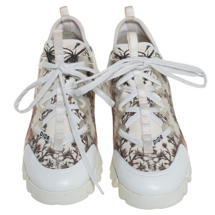 Pre Owned Dior Multicolor Printed Neoprene And White Leather D-Connect Kaleidoscopic Sneakers Size 36.5