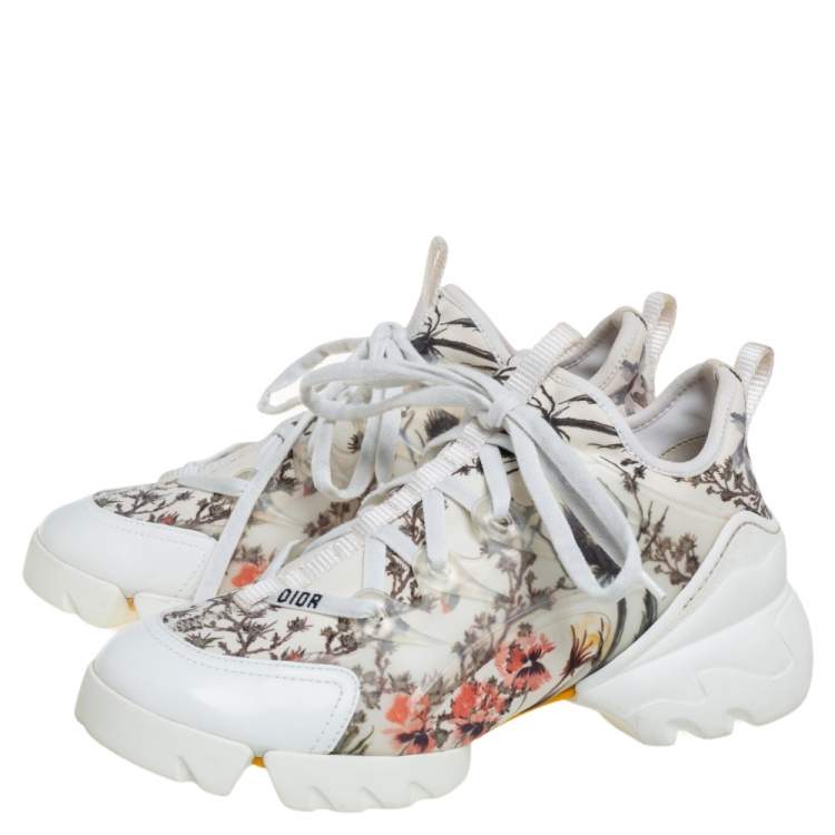 Pre Owned Dior Multicolor Printed Neoprene And White Leather D-Connect Kaleidoscopic Sneakers Size 36.5