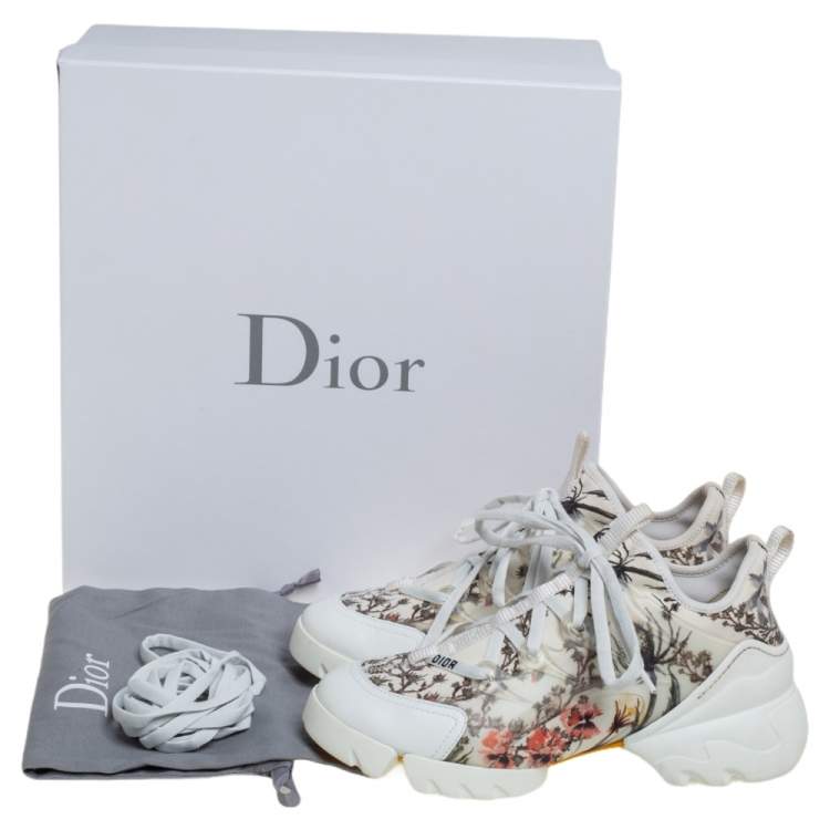 Pre Owned Dior Multicolor Printed Neoprene And White Leather D-Connect Kaleidoscopic Sneakers Size 36.5
