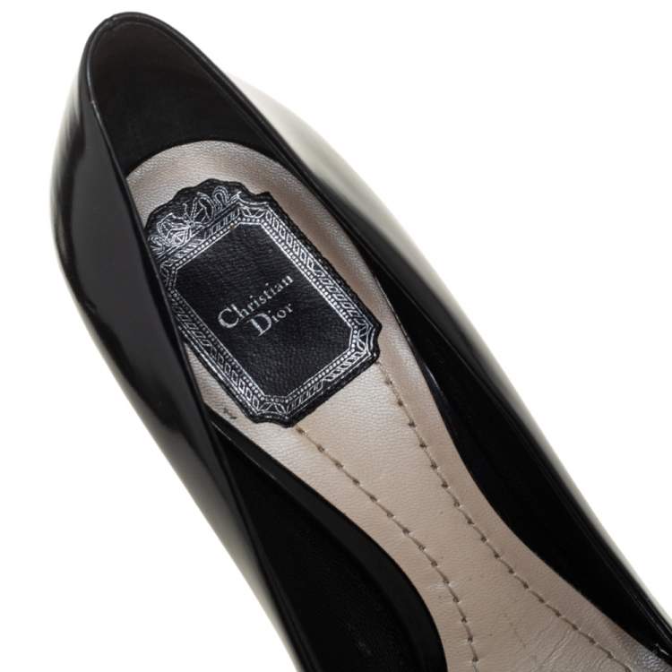 Pre Owned Dior Black Leather Pointed Toe Curved Heel Pumps Size 38