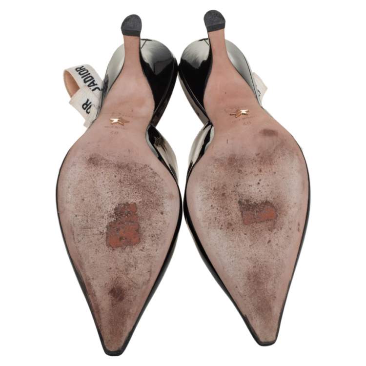 Pre Owned Dior Black Patent Leather J'Adior Slingback Sandals Size 40