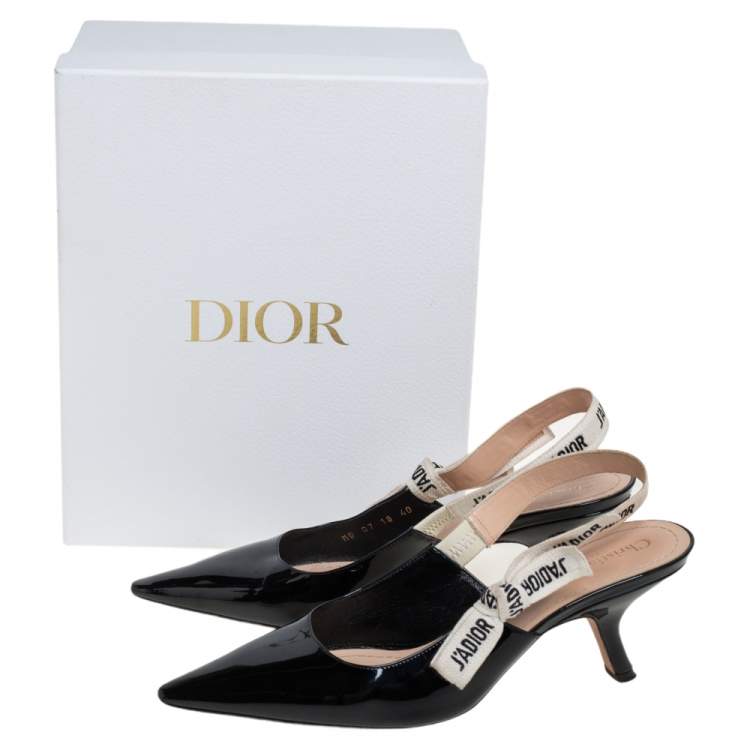 Pre Owned Dior Black Patent Leather J'Adior Slingback Sandals Size 40