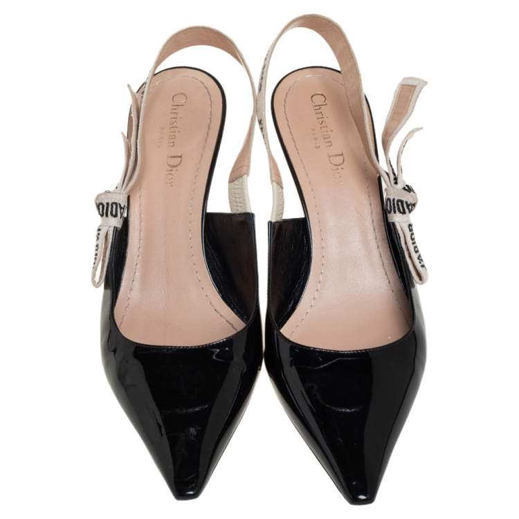 Pre Owned Dior Black Patent Leather J'Adior Slingback Sandals Size 40