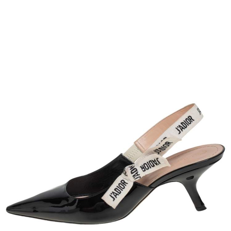Pre Owned Dior Black Patent Leather J'Adior Slingback Sandals Size 40