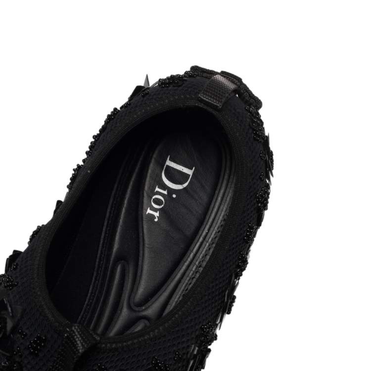 Pre Owned Dior Black Mesh Fusion Embellished Low Top Sneakers Size 39.5
