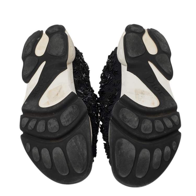 Pre Owned Dior Black Mesh Fusion Embellished Low Top Sneakers Size 39.5