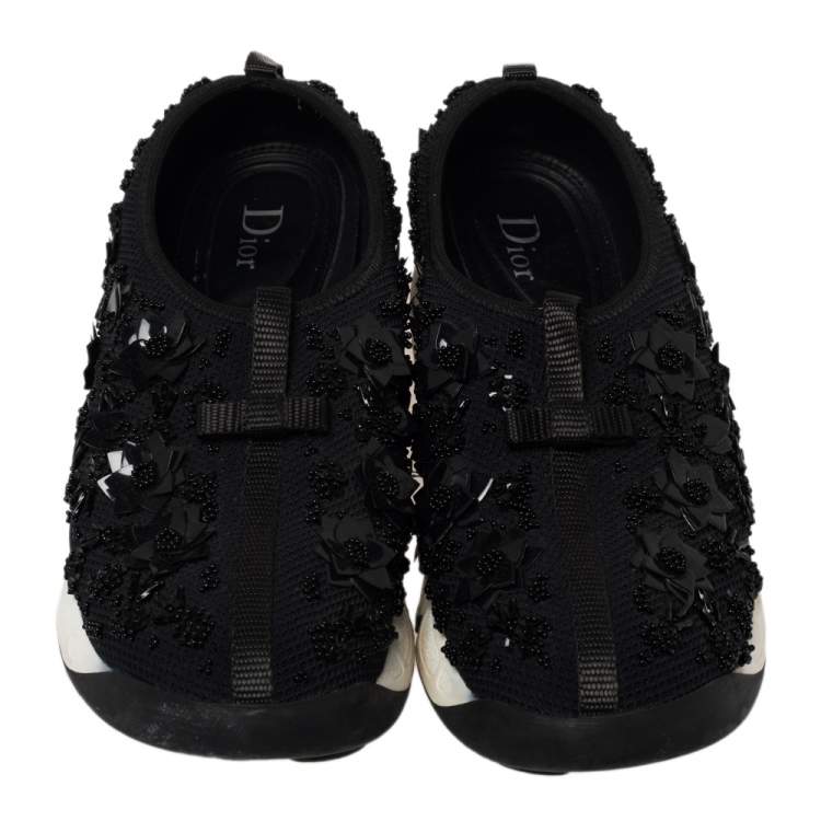 Pre Owned Dior Black Mesh Fusion Embellished Low Top Sneakers Size 39.5