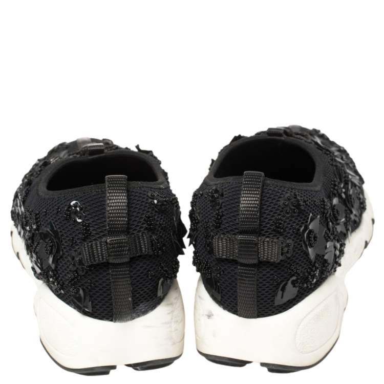 Pre Owned Dior Black Mesh Crystal Embellished Fusion Sneakers Size 40
