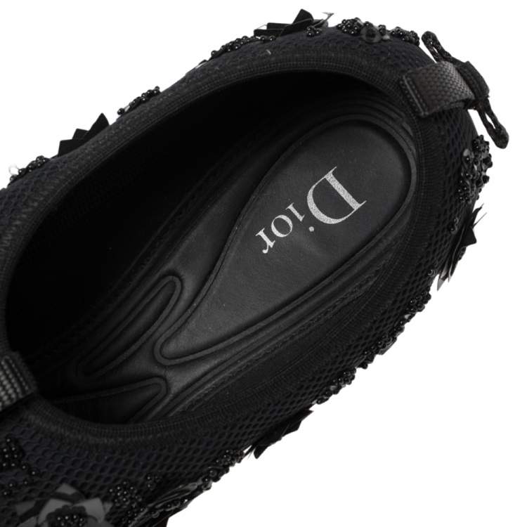 Pre Owned Dior Black Mesh Crystal Embellished Fusion Sneakers Size 40