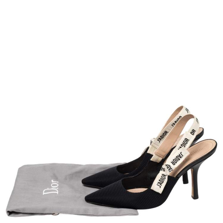 Pre Owned Dior Black Technical Canvas J'adior Slingback Sandals Size 39