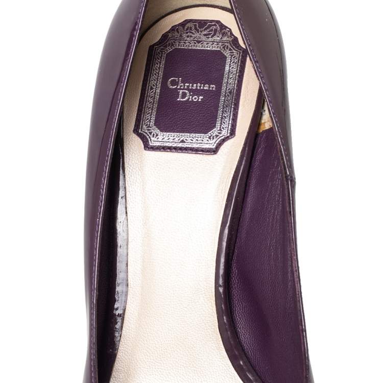 Pre Owned Dior Purple Patent Leather Peep Toe Pumps Size 39