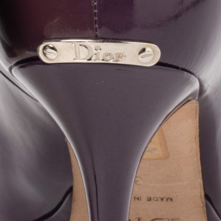Pre Owned Dior Purple Patent Leather Peep Toe Pumps Size 39