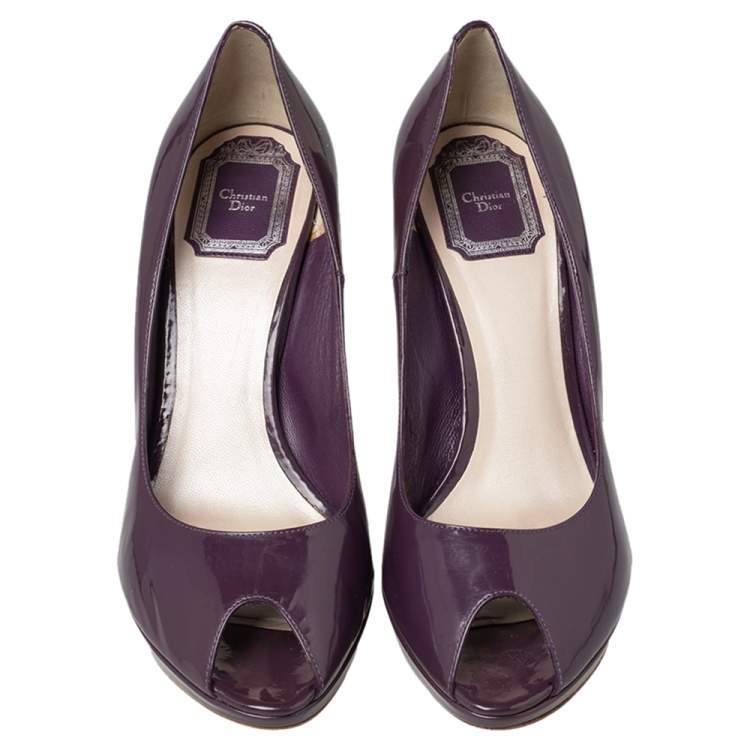 Pre Owned Dior Purple Patent Leather Peep Toe Pumps Size 39