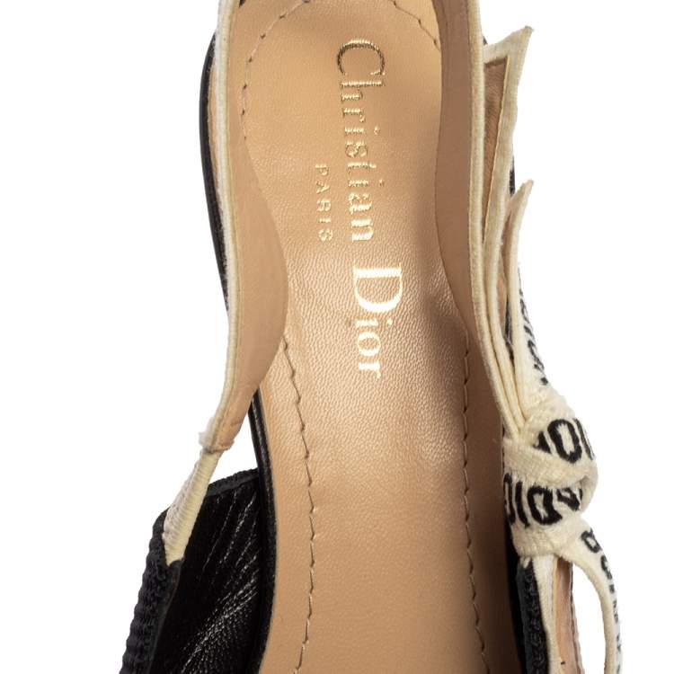 Pre Owned Dior Black Technical Canvas Pointed Toe J'Adior Slingback Sandals Size 39.5