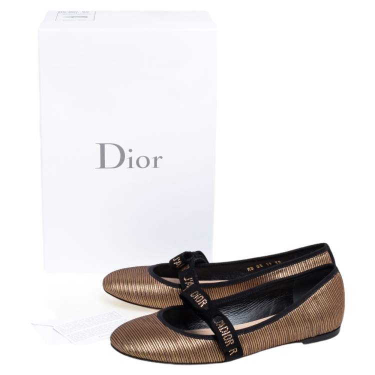 مملوكة مسبقًا Dior Metallic Gold Fabric Miss J'adior Ballerina Flats Size 39