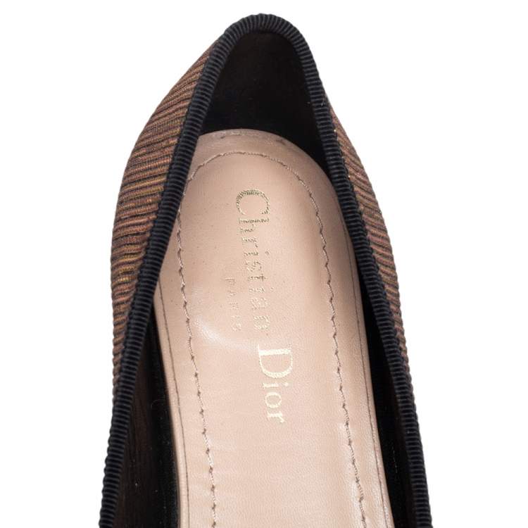 مملوكة مسبقًا Dior Metallic Gold Fabric Miss J'adior Ballerina Flats Size 39