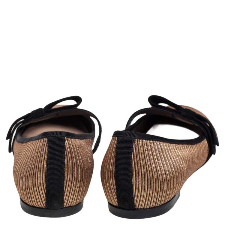 مملوكة مسبقًا Dior Metallic Gold Fabric Miss J'adior Ballerina Flats Size 39