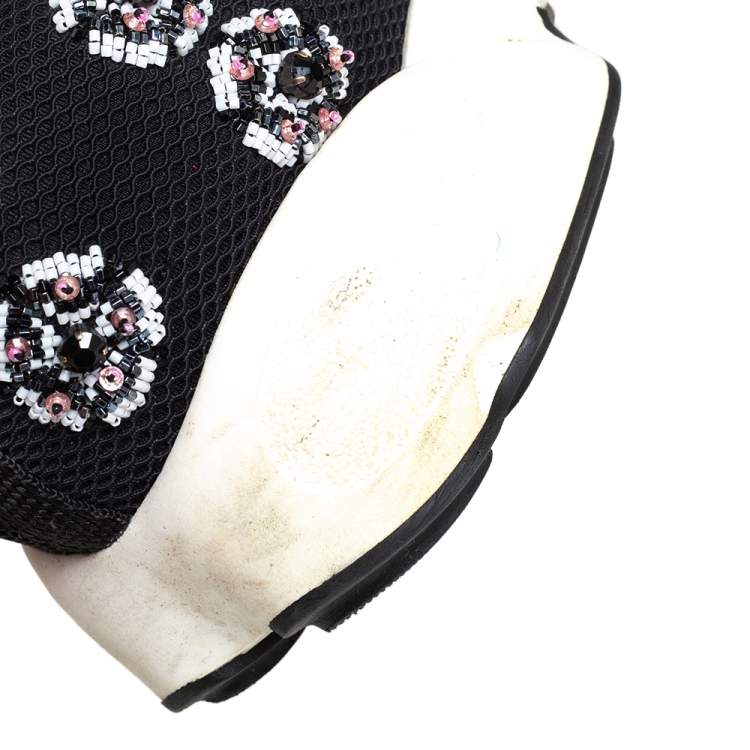 Pre Owned Dior Black Mesh Fusion Crystal Embellished Sneakers Size 39