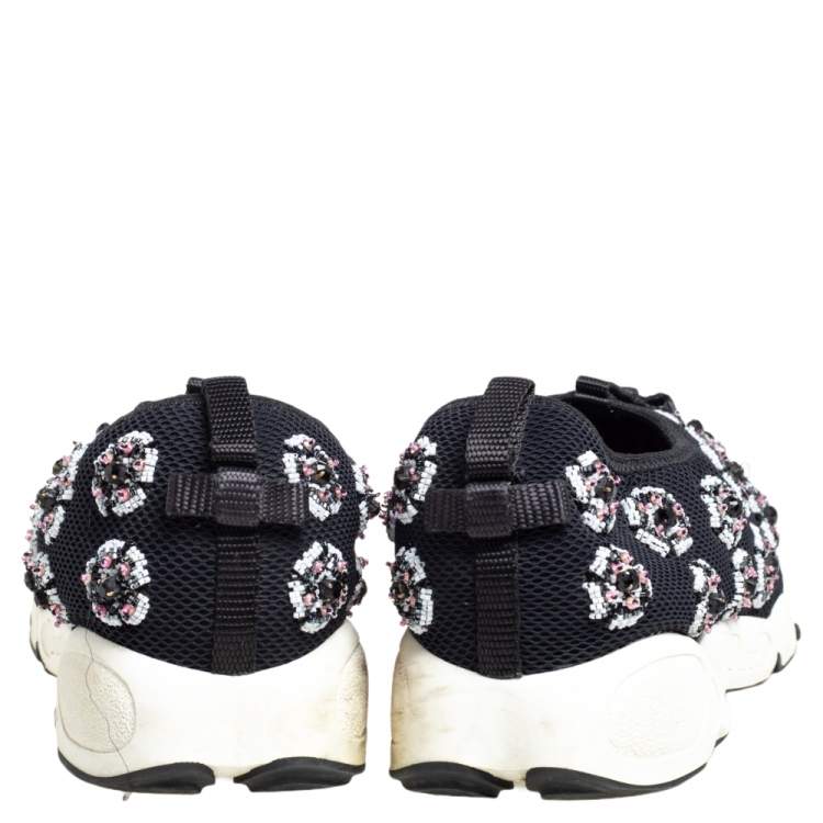 Pre Owned Dior Black Mesh Fusion Crystal Embellished Sneakers Size 39