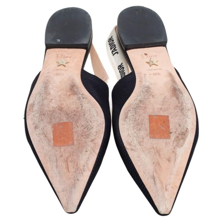 Pre Owned Dior Black Canvas J'adior Slingback Flats Size 36.5