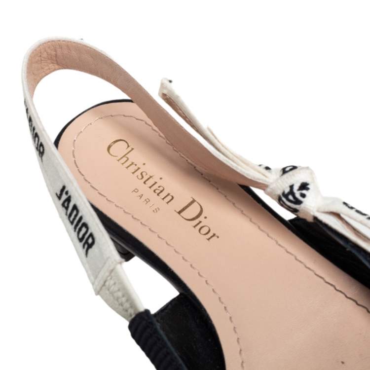 Pre Owned Dior Black Canvas J'adior Slingback Flats Size 36.5